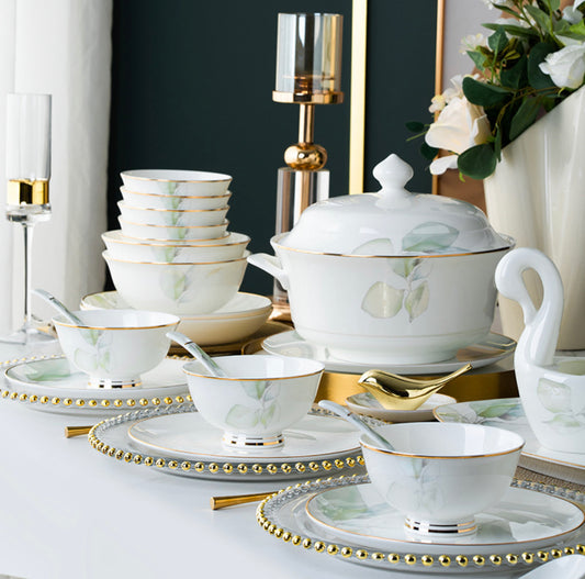 Green Leaf Bone china set